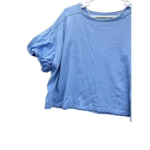 We The Free Top Oversized Puff Sleeve Cropped Pullover Sz Medium Blue - Picture 3 of 12